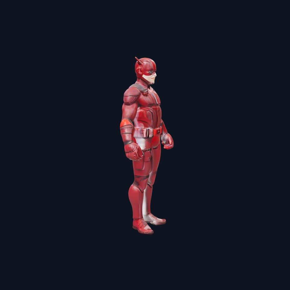 Red Superhero Vigilante Rigged and Animated D Model